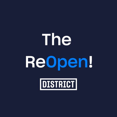 The DISTRICT Re OPEN! logo
