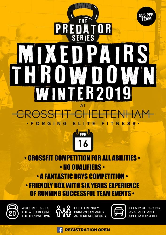 'The Predator Series' Mixed Pairs Throwdown Winter 2019 at CrossFit Cheltenham logo