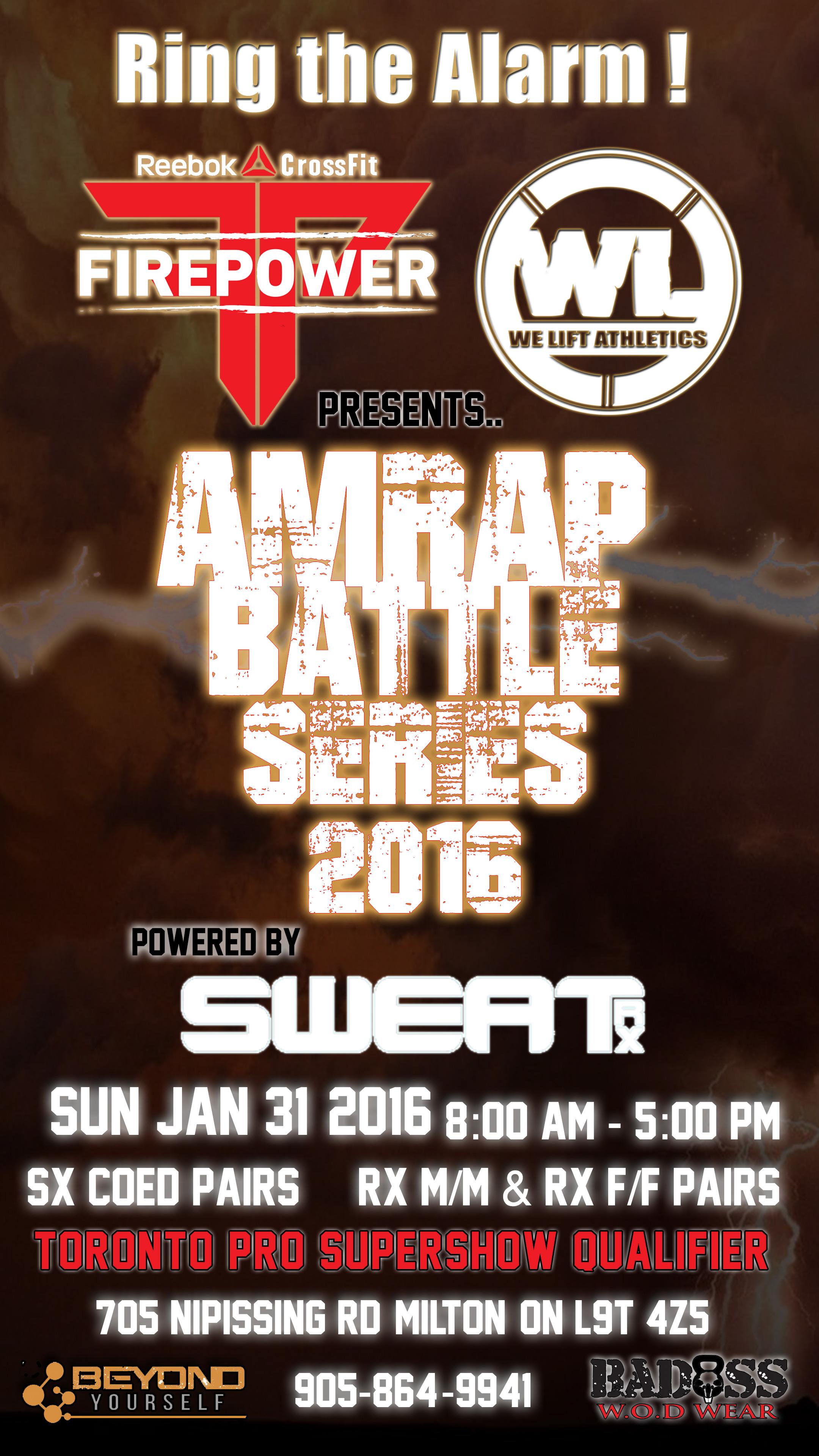 AMRAP Battle Series 2016 Powered By SWEAT RX at CrossFit FirePower logo
