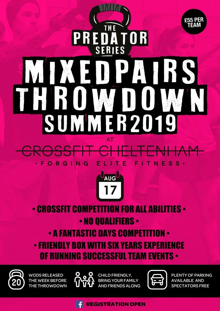 'The Predator Series' Mixed Pairs Throwdown Summer 2019 at CrossFit Cheltenham logo