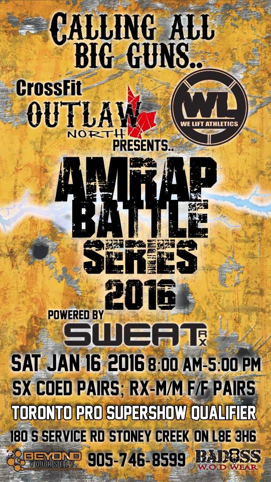 AMRAP Battle Series 2016 Powered By SWEAT RX at CrossFit OUTLAW NORTH  logo