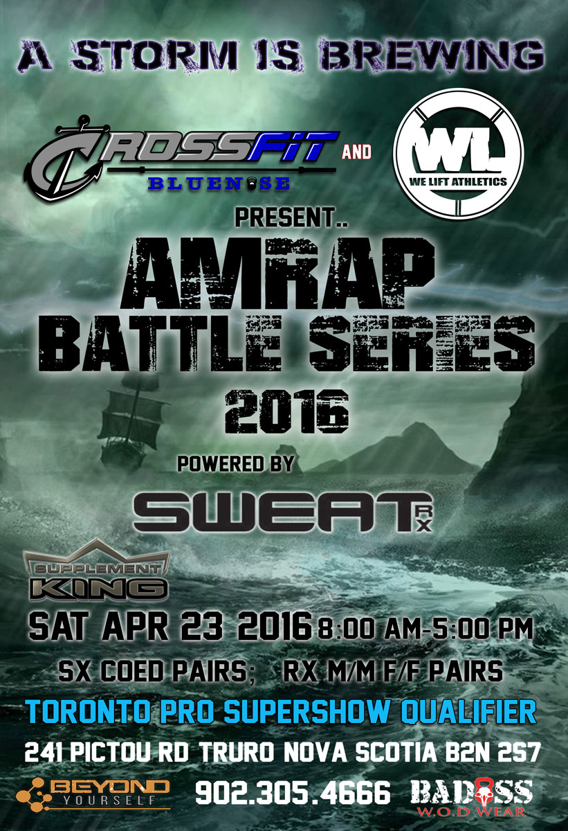 AMRAP BATTLE Series 2016 Powered By SWEAT RX at CrossFit Bluenose logo