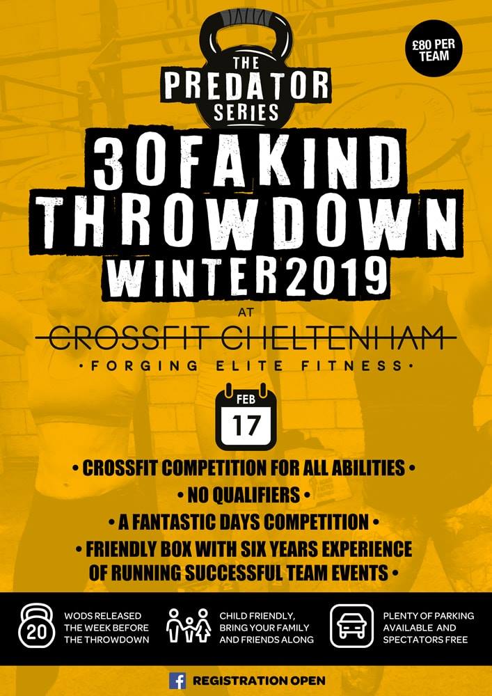'The Predator Series' Three Of A Kind Throwdown Winter 2019 at CrossFit Cheltenham logo