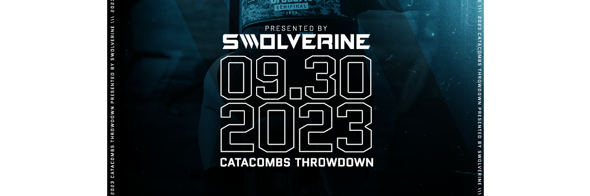 PRESENTED BY SWOLVERINE Catacombs Throwdown 2023 logo