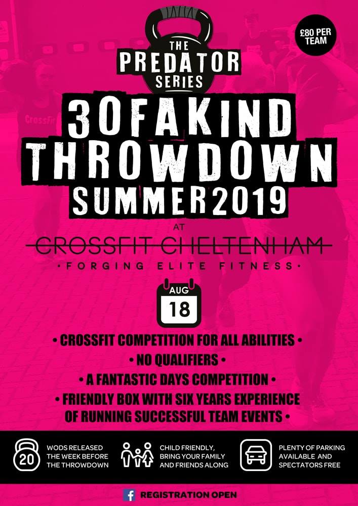 'The Predator Series' Three Of A Kind Throwdown Summer 2019 at CrossFit Cheltenham logo