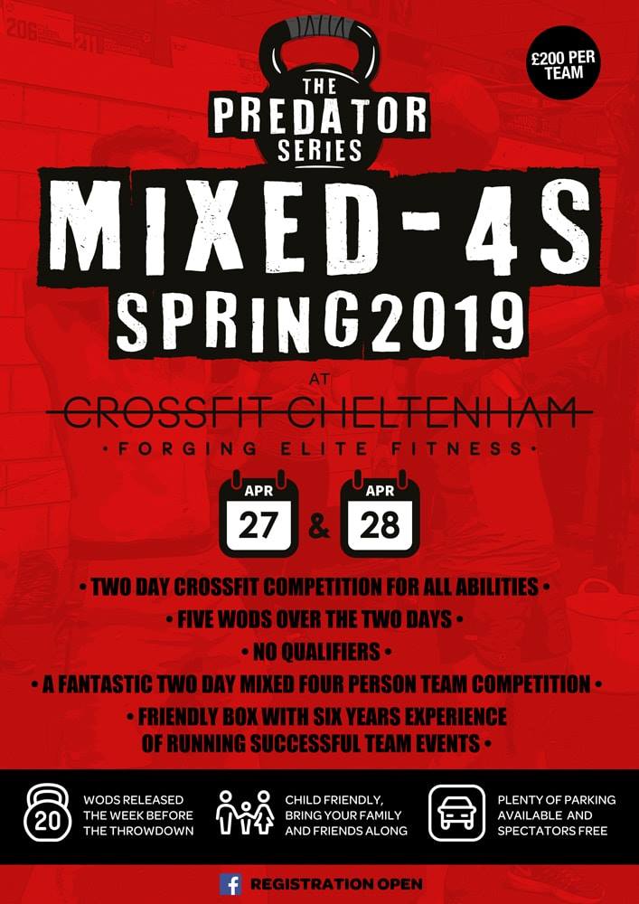 'The Predator Series' Mixed Fours Throwdown Spring 2019 at CrossFit Cheltenham logo