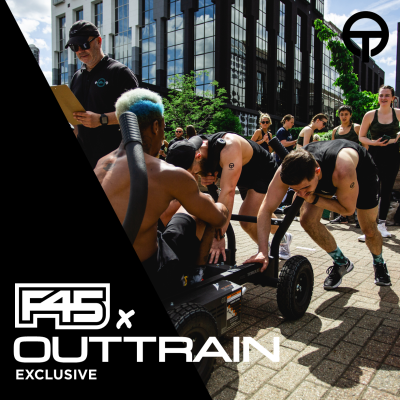 OUTTRAIN X F45 Exclusive @Here East logo