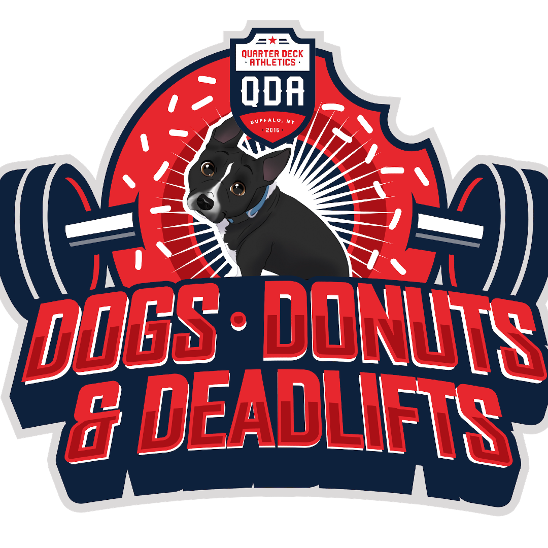 Dogs, Donuts, & Deadlifts logo